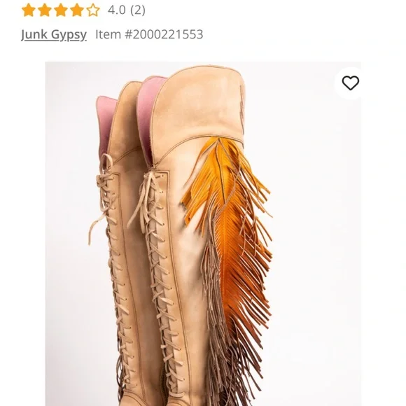 Junk gypsy Tan Heeled Boots with Fringe - Picture 7 of 11
